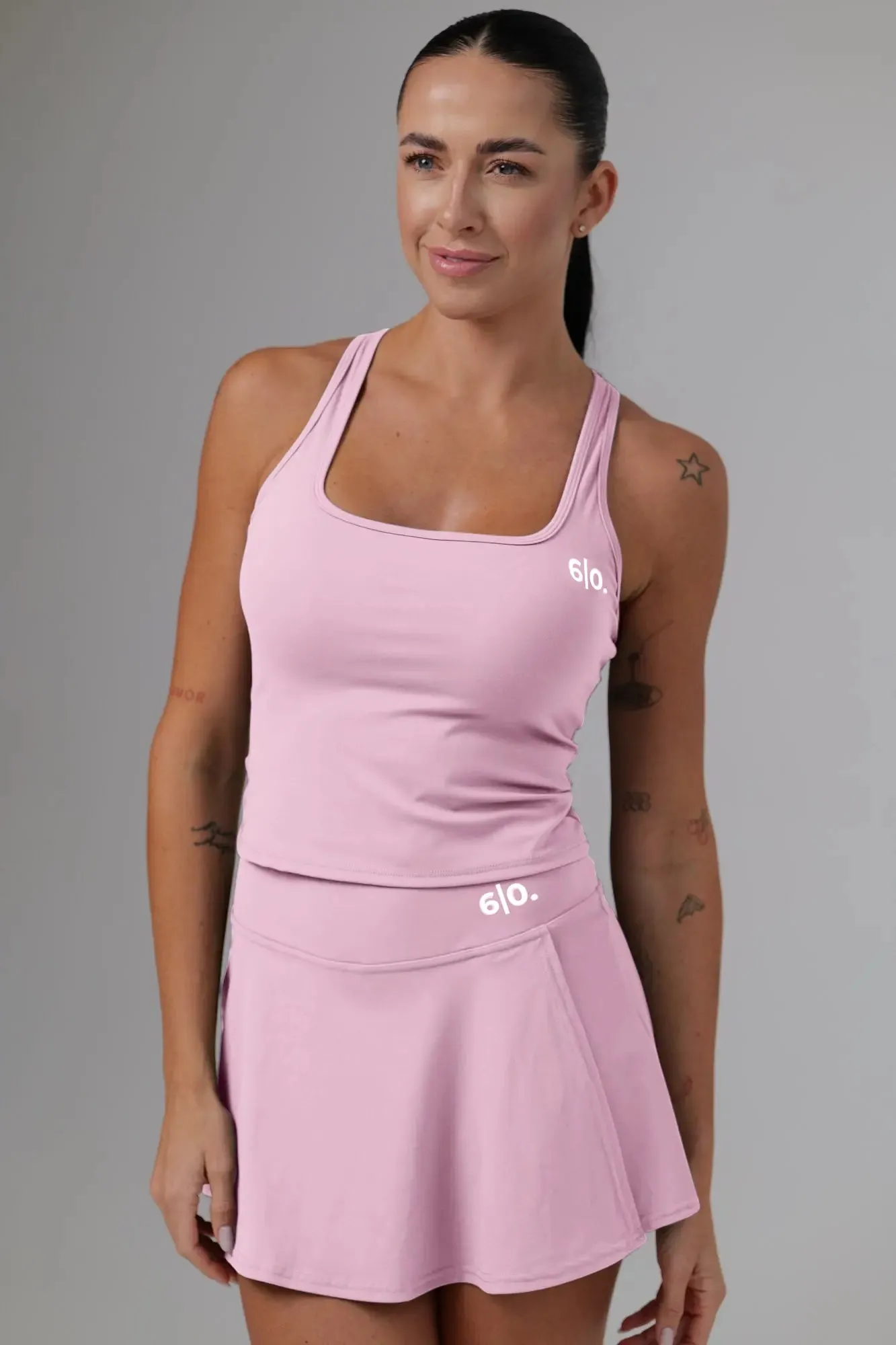 Pink soft material top and skirt set